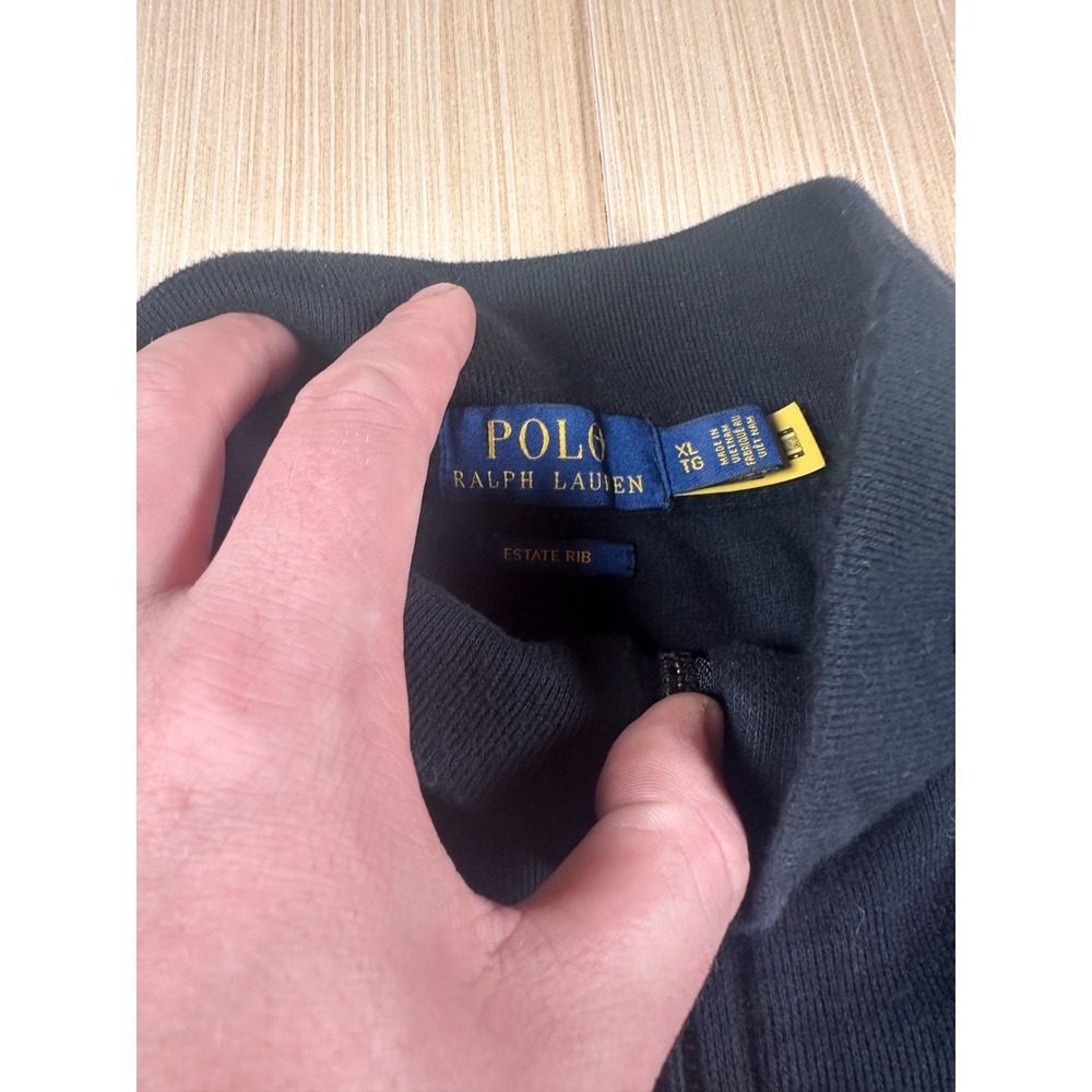 Polo Ralph Lauren Estate Rib Sweatshirt‎ Mens XL  Black Side Slit Quarter Zip - Picture 3 of 5